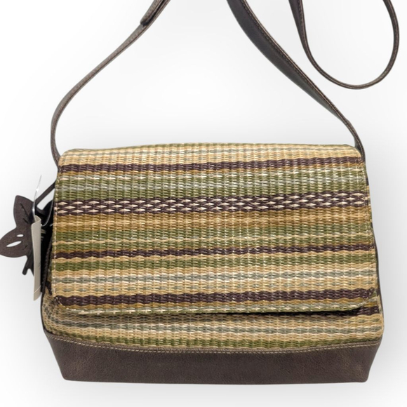 Liz Claiborne NWT Serape Striped Crossbody Bag Woven - Picture 1 of 16